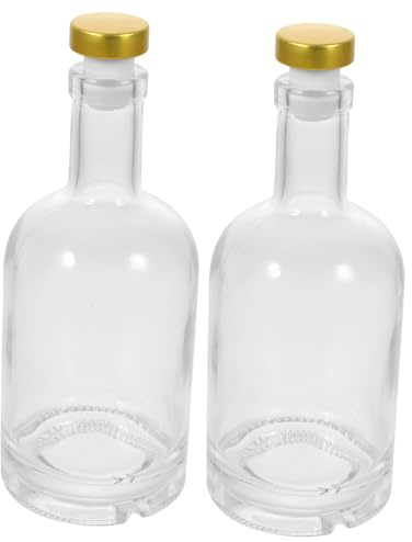 UTHCLO 2 piezas Botellas de Vidrio Transparentes para Licor de Reforzado Antideslizante Apertura Ancha para Fácil Limpieza y Vertido Diseño Elegante para Vodka y Whisky Color Aleatorio