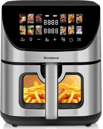 Friggitrice ad aria calda XXL sana con finestra di visualizzazione, friggitrice ad aria calda da 9 l con display a LED