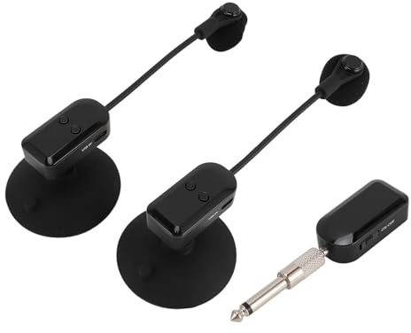 Sxhlseller Micrófono de Saxofón Inalámbrico, Sistemas de Micrófono de 2.4 G de Instrumentos con Rotación y Reducción de Ruido de 360 ​​°, Receptor Inalámbrico y Transmisor para Trompetas