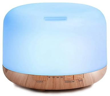 ERYUE Humidificador de Aire Difusor de Ultrasónico con 7 LED de Color de Iluminación Seguro Ecológico para Niños Embarazadas Seniors (Enchufe de la UE)