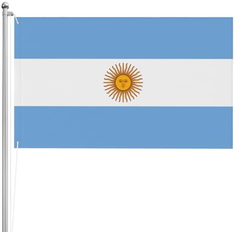 Bandiera argentina a doppia faccia 3 x 1,5 m. Bandiera esterna a triplo strato pesante su entrambi i lati, 0,9 x 1,5 m, striscione da giardino in poliestere.