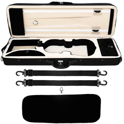 Estuche para violín Estuche for violín 4/4 3/4, rectangular, de tela Oxford, portátil, con higrómetro