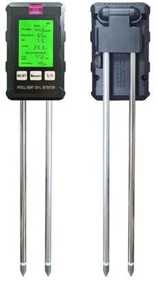 Misuratore del terreno, Tester digitale for terreno 6 in 1, LCD retroilluminato, sensore di umidità del terreno, sonda in metallo, PH, umidità, temperatura, umidità, monitor, strumento da giardinaggio