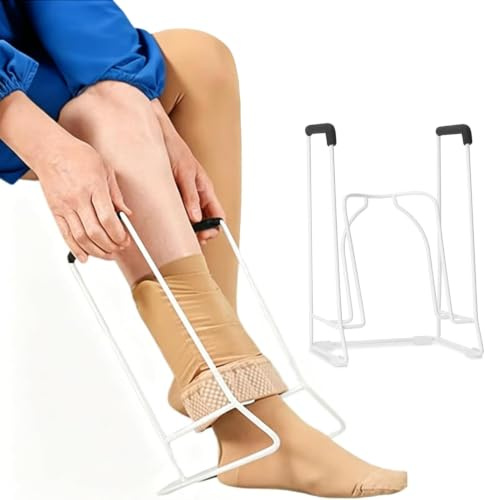 Anziehhilfe für Kompressionsstrümpfe, Anziehhilfe Kompressionsstrümpfe, Strumpfanziehhilfe aus Metall, Stützstrumpf Anziehhilfe, Anziehhilfe für Socken und Strümpfe für Senioren (Black)