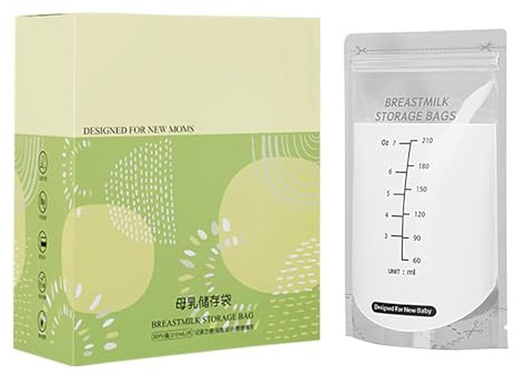 Sacchetti Per Latte Materno | Contenitore Autoportante Con Doppia Cerniera Da 210ml | 30 Sacchetti per Conservazione Latte a Profilo | Per Allattamento Congelatore Viaggio Asilo Ufficio E Genitori