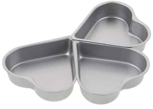 Uonlytech Molde para Pasteles Forma de Corazón 3 Unidades, Acero al Carbono Antiadherente, 9.7x9.5x2.4 Cm, Moldes para Hornear Reutilizables Ideales para Repostería en Casa y Uso
