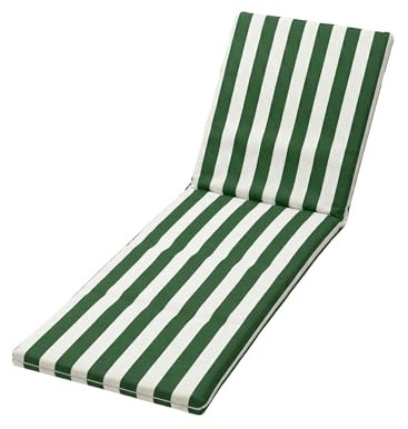 PIND Cojín para Tumbona de Rayas 180x50 cm - Colchoneta de Espuma Confort para Exterior, Jardín y Piscina. Colchón de Verano con Sujeción Elástica. (1, Rayas Verde)