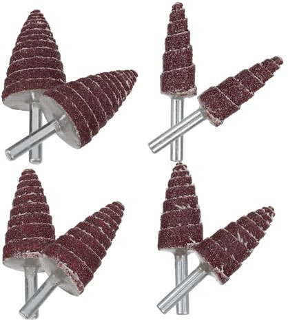 LOPUNER Set 8 Pezzi Dischi Lamellari Abrasivi a Forma di Cono per Trapano 6mm Manico in Acciaio, Multipla Specifica per Levigatura e Lavori di Finitura in Officina e Cassetta