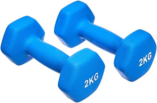 Amazon Basics Paire d'haltères en néoprène, 4 kg, (2 x 2 kg), Bleu