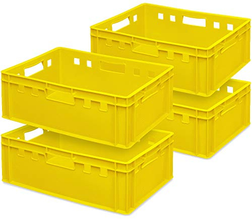 BRB 4x Fleischkasten E2, LxBxH 600x400x200 mm, PE-HD, lebensmittelecht (gelb)