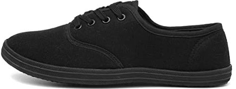Red Fish Tai Womens Black Lace Up Canvas Shoe - Size 5 UK - Black
