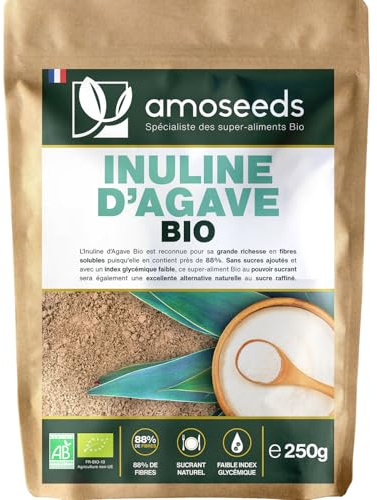 Inuline d'Agave Bio 250G | Prébiotique, 90% Fibres, Glycémie | Qualité Supérieure