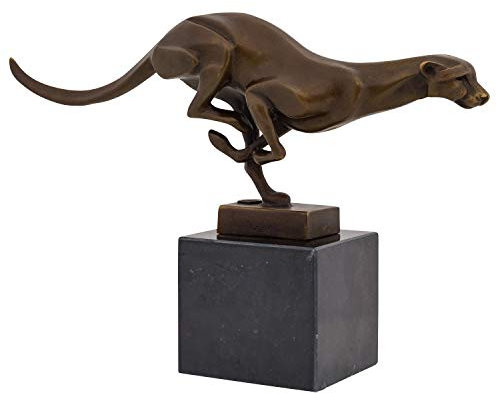 aubaho Bronzeskulptur Gepard Panther Leopard im Antik-Stil Bronze Figur Statue 31cm