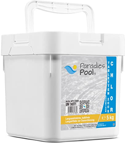 Paradies Pool Chlortabletten für Pool 200 g, Schwimmbecken, organisch, langsam löslich, Inhalt: 5 kg