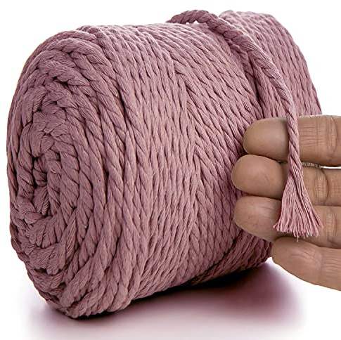 MeriWoolArt® Corda Macramè Naturale, 100 m Macramè Corda 6 mm, Corda in Cotone Morbido per Macramè Acchiappasogni, Arazzo da parete Macrame, Decorazione Macramè Fai da Te, Spago per Decorazioni