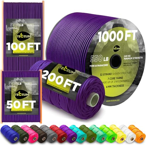 TECEUM Paracord Rope Type III 550 – Tactical MIL-SPEC – Outdoor para Cord
