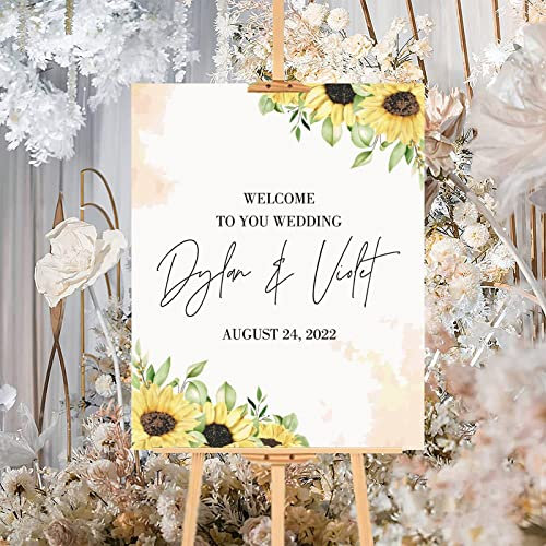Aquarell-Blumen-Holzschild für Hochzeiten, Willkommensschild, rustikales Holz, Hochzeitszeremonie, Grußschild für Hochzeit, Brautparty, Verlobung, Party, Dekoration, Hochzeitsgeschenk, 40,6 x 50,8 cm