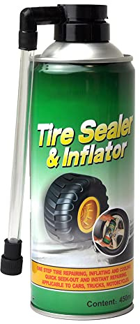 RocwooD Sellador de neumáticos e inflador sin cámara reparación de pinchazos reparación rápida de acción rápida no tóxica sellos de bicicleta de coche lágrimas y agujeros de hasta 6 mm 450 ml
