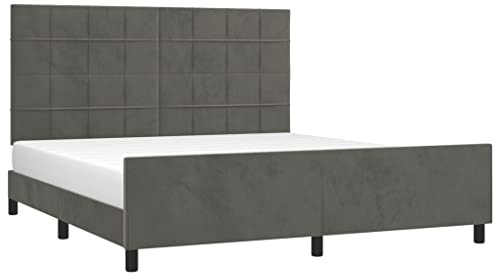 vidaXL Bettgestell mit Kopfteil Dunkelgrau 180x200 cm Samt