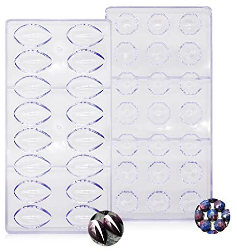 Transparent Schokoladenform,RoadLoo 2Stk 3D Schokoladenform Polycarbonat Schokolade Formen Pralinenform Backform Gebäck Werkzeug Backform Bakeware Pfanne für Chocoate Kuchen Süßigkeiten 21 Gitters (4)