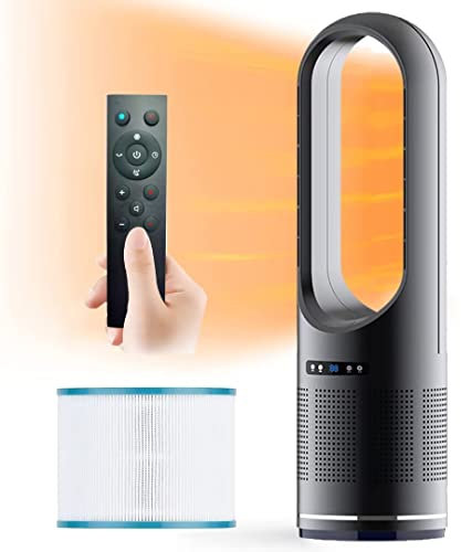 Ventilador de torre caliente y frío con filtro,ventilador sin aspas,ventilador calefactor de 2000W,8 velocidades,temporizador de 8 horas,pantalla LED,ventilador purificador de aire oscilante de 80°