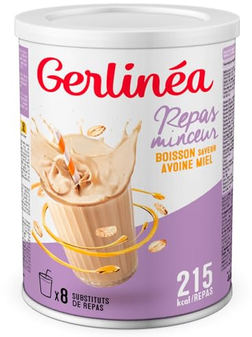 GERLINÉA – Boisson Minceur Avoine Miel – Substitut de Repas riche en Protéines – Faible en Graisses Saturées – 8 Repas Facile à Préparer, 424 g