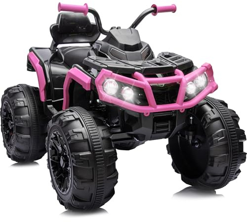 Hikiddo Kids ATV 4 Wheeler, 24V Electric ATV Ride On Toy for Big Kids, 400W Motor, LED Lights - Pink