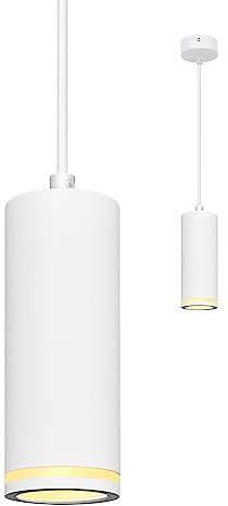 BOYIR Pendelleuchte Modern Zylinder Weiß Hängelampe 15cm, Hängeleuchte Höhenverstellbar Aluminium Kronleuchter mit GU10 Fassung max. 60 Watt Pendellampe Deckenlampe für Wohnzimmer Schlafzimmer