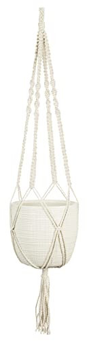 scheurich Corteza Sky Hängetopf aus Baumwolle Länge 90 cm & Keramik, Farbe: Vainilla, 15,5 cm Durchmesser, 14 cm Höhe, 0,5 l