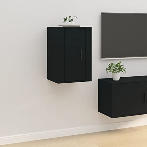 Mobile Porta TV a Parete Console Multimediale Mobile Libreria e Porta TV Armadietti Decorativi Nero 40x34,5x60 cm Adatto per Ingressi, Corridoi, Disimpegni e Camere da Letto.