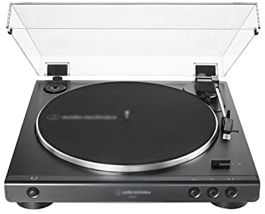 Lecteur de Vinyle Platine Tourne-Disque rétro LP Haut-Parleur intégré Platine Vinyle stéréo Gramophone Vintage avec Couvercle Anti-poussière,Black