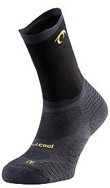 Lurbel Rise Five Trail-Laufsocken, atmungsaktiv, Anti-Blasen-Socken, Unisex-Socken, Laufsocken, hohe Socken., Grau / Schwarz, XL