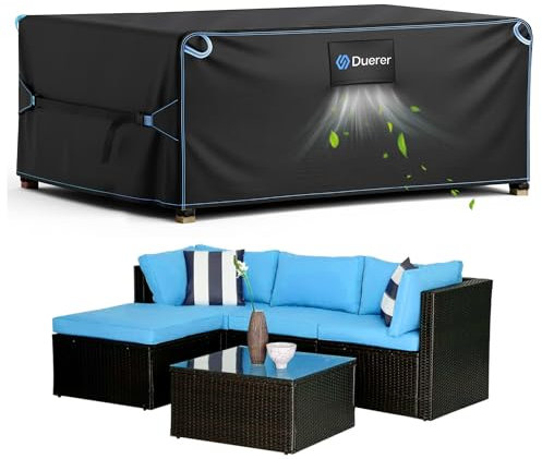 Duerer Garden Furniture Covers Waterproof 420D Outdoor Patio Furniture Covers 125 x 125 x 74cm, for Furniture Set, Sofa, Table and Chair Set Cover, Anti-UV Rain Snow Dust Wind-Proof with Air Vent