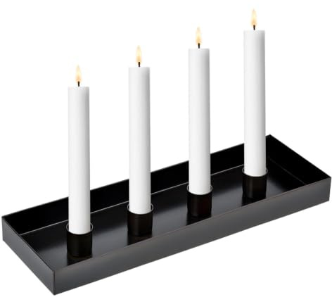 Retro Kerzenständer Barrie handgefertigt aus Metall in Schwarz 30 cm