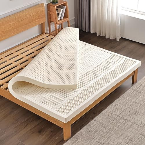 NaKeah Natürliche Latexmatratze, mittlere Feste Feelmatrating Topper für Rückenschmerzen mit abnehmbarem Deckendrucklinderung,7.5cm,100x200cm