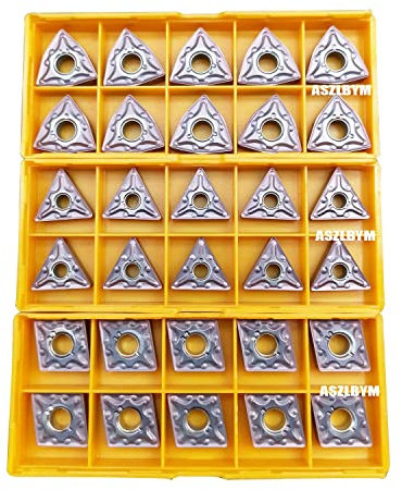 ASZLBYM 30PCS CNMG 432,WNMG 432,TNMG 332 Hartmetall Dreheinsatz,CNC Drehmaschine Wendeschneidplatte verwendet für die grobe Bearbeitung von Edelstahl und Gusseisen.……