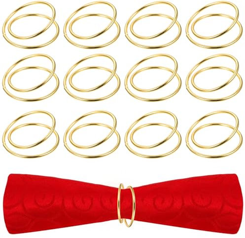 EUIOOVM Serviettenringe Gold, 12 Stück Elegante Serviettenschnallen, Metall Serviettenring für Hochzeitsfeier Abendessen Jubiläum Tischdekoration