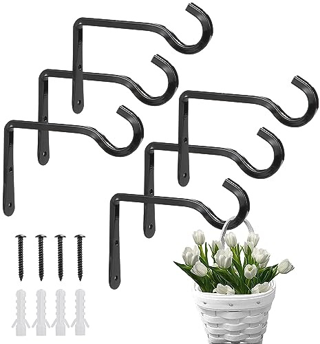 VIDETOL 6 Stück Wandhaken für Blumenampel, 15cm Pflanzenhalterung Blumenampelhalter, Pflanzenwandhaken Laternenhaken Hängepflanzenhalter Metall für Blumenampel, Vogelfutterhäuschen, Windspiele