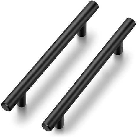 Ravinte 30 Stück Schwarz Möbelgriffe T Bar Griffe für Küchenschränke 128mm | Rostfreier Edelstahl, Gerader Stangengriff, Für Küchenschränke, Schubladen, Kommoden, Türen, Einfache Möbelaufwertung