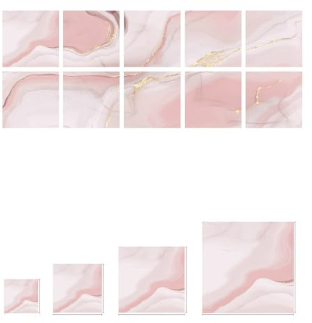 Tile Stickers Pink Marble Kitchen Bathroom Tile Stickers Transfers Printed, Tiles DIY Stick On Wall Tile Style Decals,Self Adhesive Wall Art Decor Splashbacks 20X20Cm