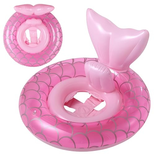 Toddler Mermaid Swim Seat Ring, Inflatable Baby Pool Float with Seat for 1 to 5 Years, PVC Kids Swimming Ring for Pool, Holiday and Summer Water Play