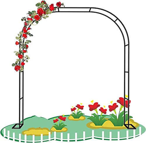 Rosenbogen, Garten-Torbogen Aus Metall, Pergola Rankhilfe Verzinkt Rost, Laubengang Rankgestell Mit Sockel Für Verschiedene Kletterpflanzen, Einfache Montage, 6 Größen,180x220x40CM