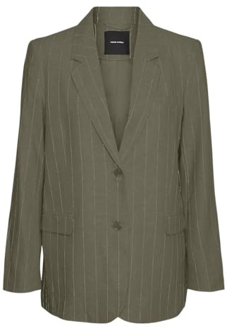 VMMINDY LS Loose Linen Blazer Mix Noos, Kalamata/Stripes:Pumice Stone, 38