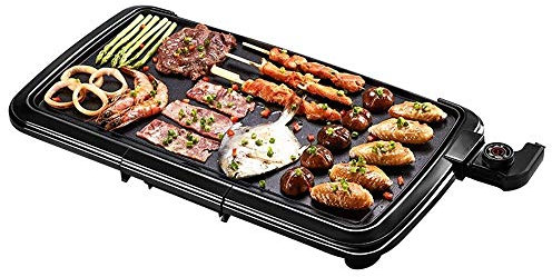 HOABBR Parrilla para Barbacoa Parrilla teppanyaki -Teppanyaki Parrilla de Mesa Plancha Barbacoa Antiadherente Plancha Extra Grande Eléctrica para Acampar en Interiores