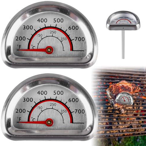 Termómetro para horno Omnia, 2 unidades, 0-350 °C, acero inoxidable, termómetro para barbacoa, indicador de temperatura, termómetro para horno de cocina, para horno de barbacoa, horno de pizza, horno