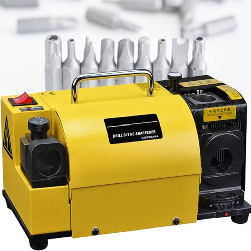 DPLWJPP Affûteuse Mèches Métaux Forets Hélicoïdaux,Angle Pointe Réglable 95 ° À 135 °,Vitesse 4400 TR/Min,avec 11 Pinces Serrage,pour Usines,Ateliers Ou Usage Personnel Quotidien,CBN(forHss)