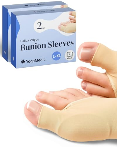 YOGAMEDIC 2 Paar Bandage Socken, Zehenspreizer, Korrektur und Schutz Einlagen, 4 Stück Bandage für Damen & Herren, Links & Rechts, Größe L/XL