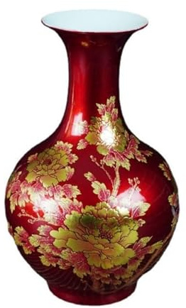 Vase Rouge Vases à Fleurs en céramique Orientale décorés, Vases en Porcelaine rétro de Style Chinois, Cadeau décoratif for la Maison et Le Bureau