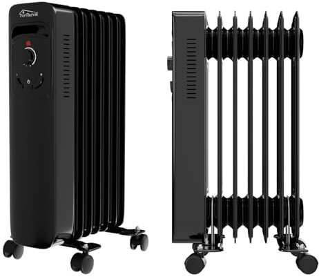TroniTechnik® Ölradiator OR-207 7 Rippen 1500 W schwarz | 3 Heizstufen, Thermostat, Überhitzungsschutz, Rollen, Kabelaufbewahrung, bis 25 m²