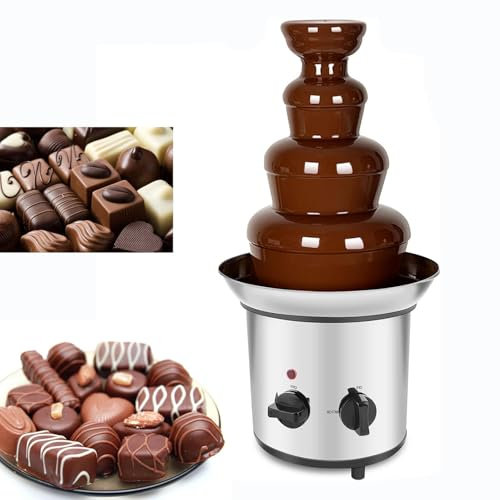 Máquina de fuente de chocolate, máquina de fusión eléctrica, fuente de fondue de chocolate de acero inoxidable, juego de fondue eléctrica, fácil de limpiar, para chocolate con caramelo de queso